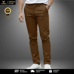 Celana Pria Chino Premium Panjang 100cm Mocca Slimfit